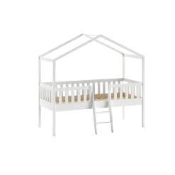 Kinderbedden^Huisenthuis Huisbed Bibi Grenen Wit 90×200 cm – Met ladder