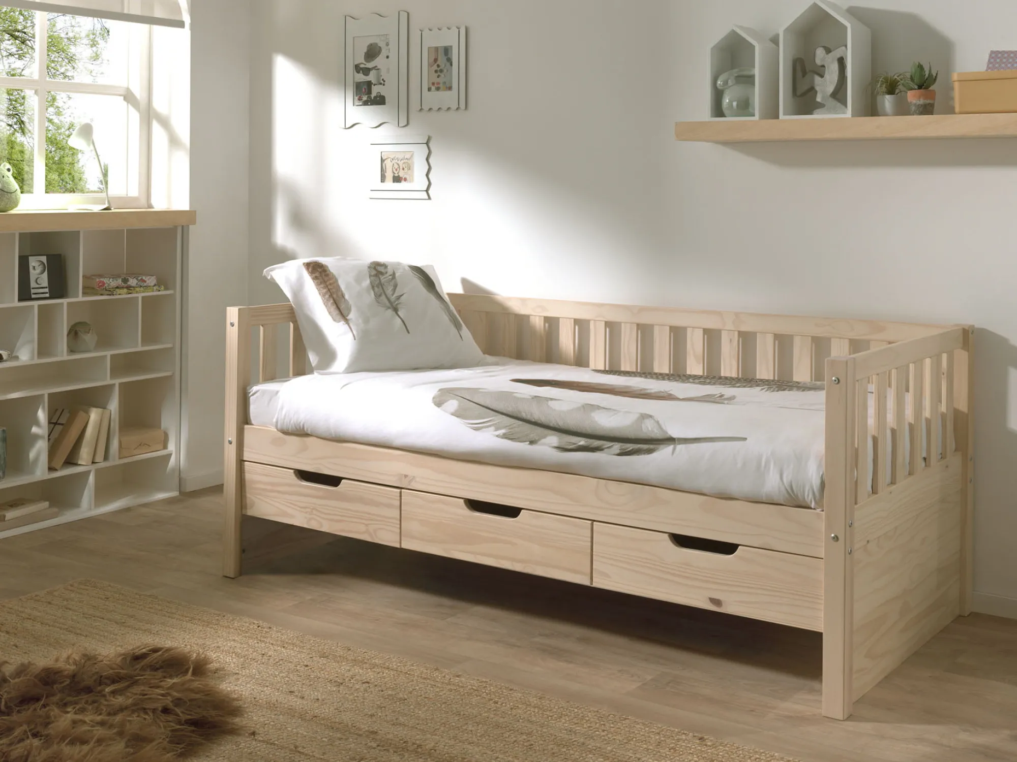 Kinderbedden^Huisenthuis Kajuitbed Seppe – Met laden Grenen