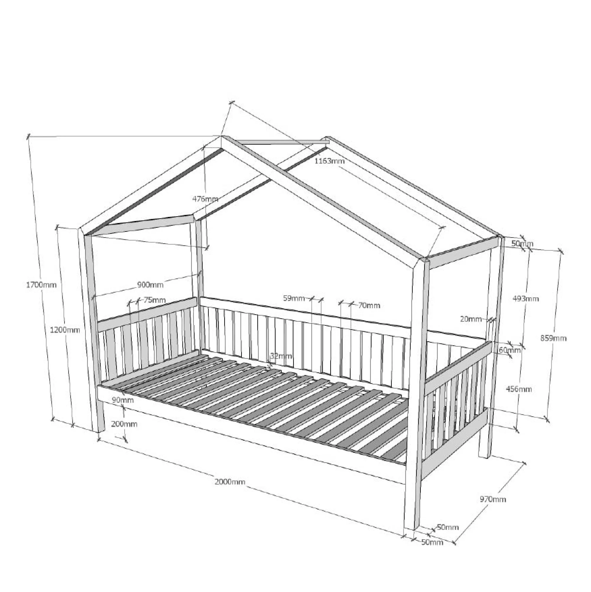 Kinderbedden^Huisenthuis Kinderbed Bibi 3 Grenen