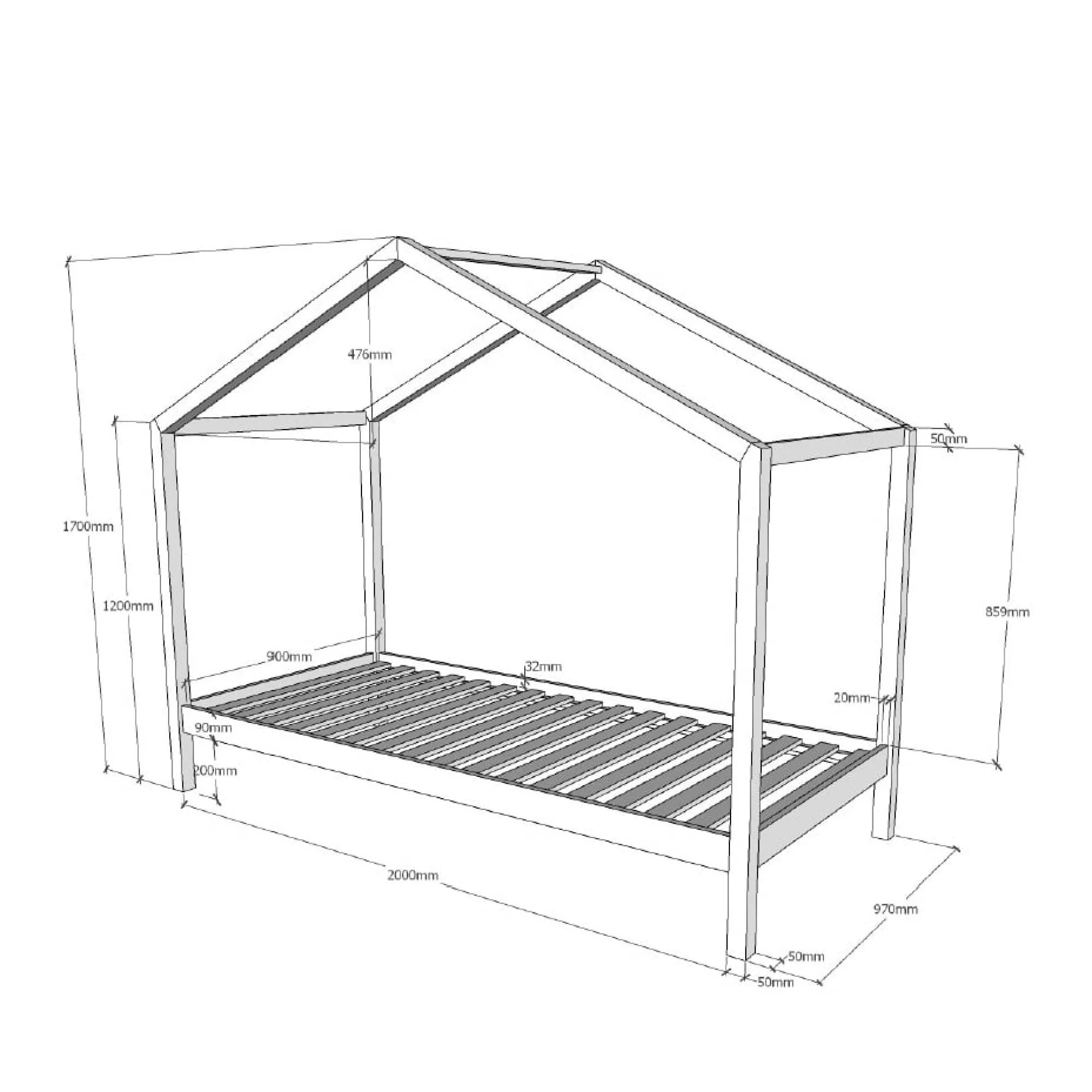 Kinderbedden^Huisenthuis Kinderbed Bibi 1 Wit