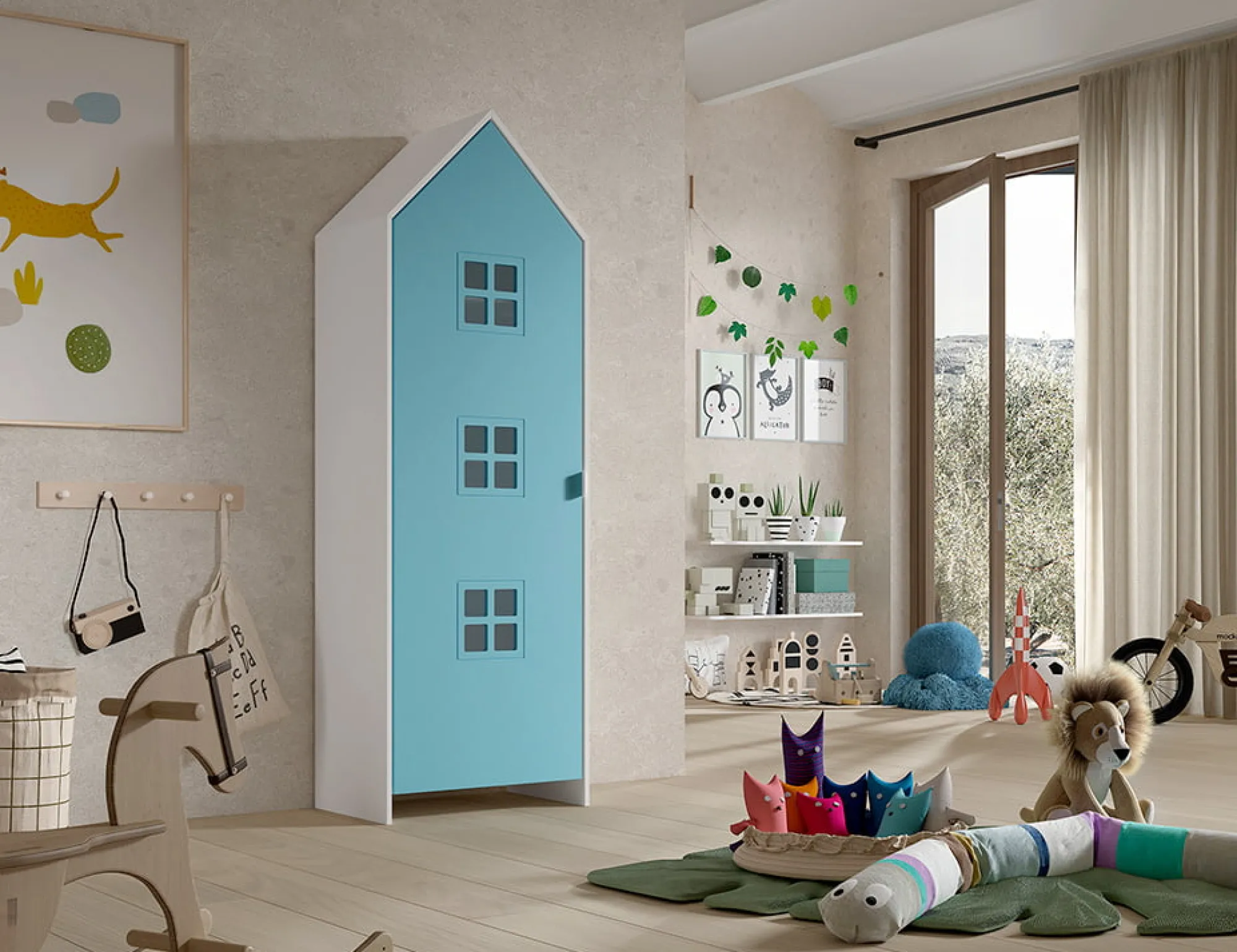 Kinderkamerkasten^Huisenthuis Kledingkast Juul Blauw