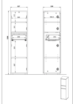 Badkamerkasten^Huisenthuis Kolomkast Pula 121 cm Grafiet