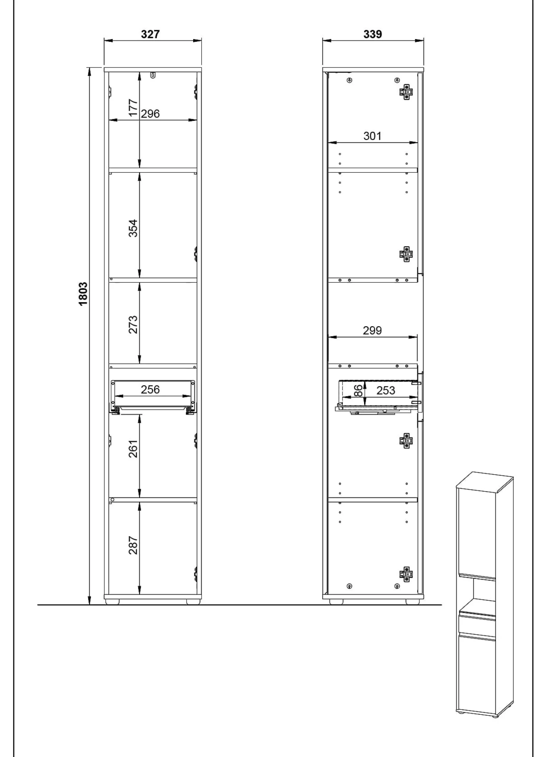 Badkamerkasten^Huisenthuis Kolomkast Pula 181 cm Grafiet