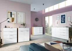 Ladekasten^Huisenthuis Ladekast Sirmione Wit-Eiken Eiken, Wit