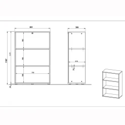 Kantoorkasten^Huisenthuis Lage brede kantoorkast Ergonoma Eiken Antraciet, Eiken