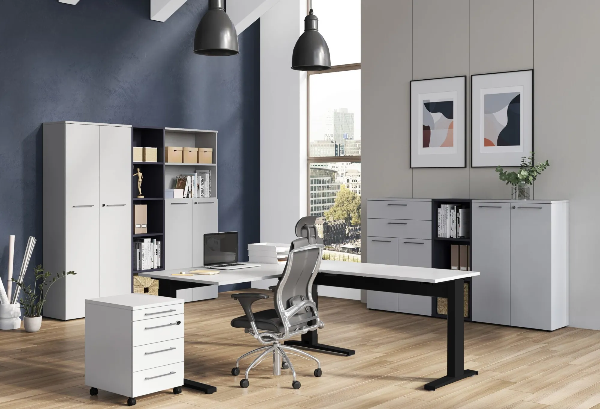 Kantoorkasten^Huisenthuis Lage dichte kantoorkast Ergonoma Licht Grijs