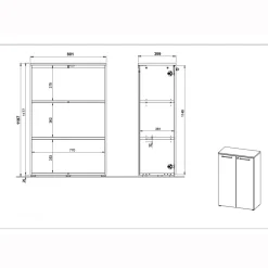 Kantoorkasten^Huisenthuis Lage dichte kantoorkast Ergonoma Eiken Antraciet, Eiken