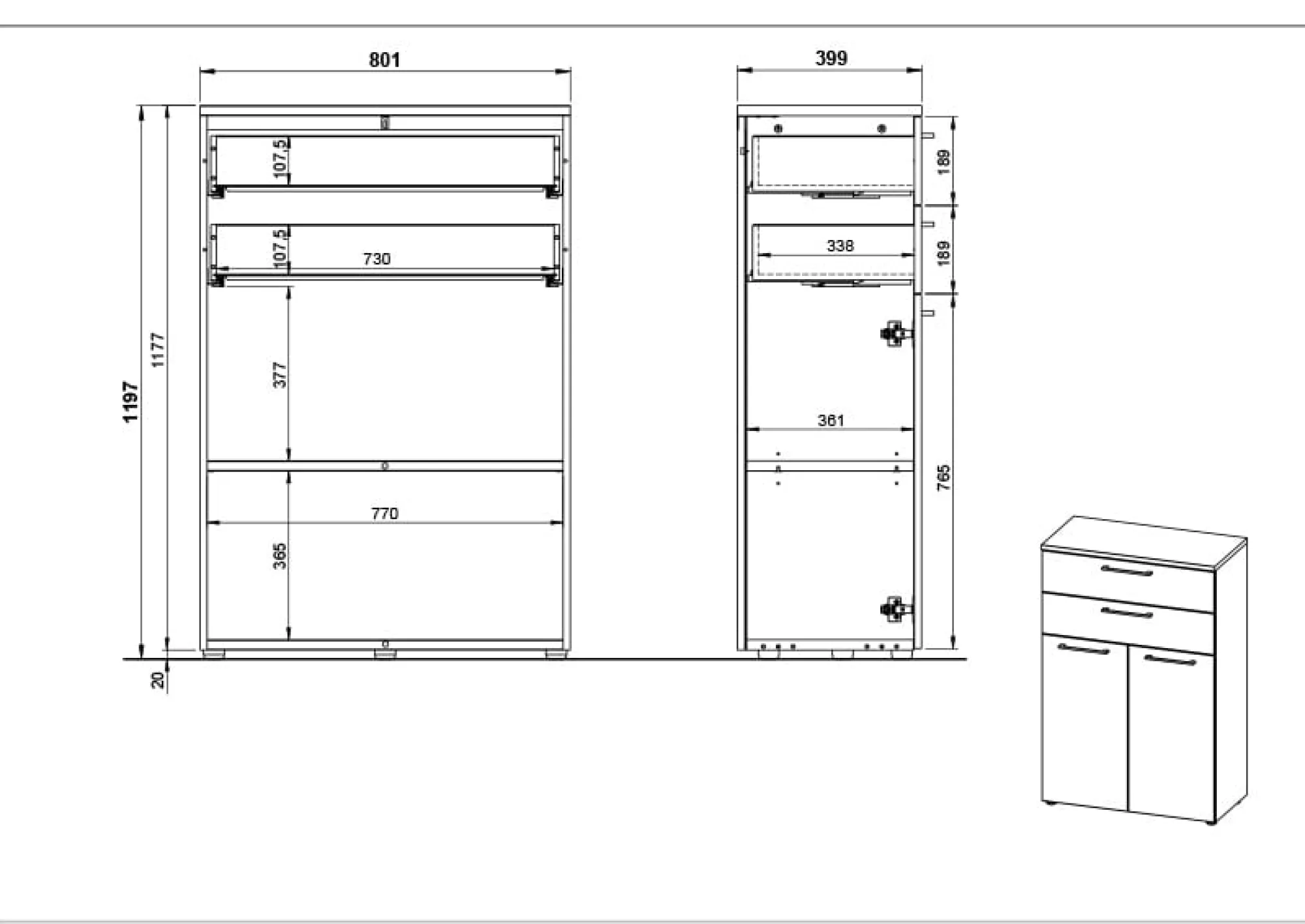 Kantoorkasten^Huisenthuis Lage dichte kantoorkast laden Ergonoma Licht Grijs