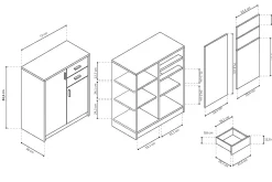 Kantoorkasten^Huisenthuis Lage dichte kast Edwin Sonoma 72x36x84 cm – 1