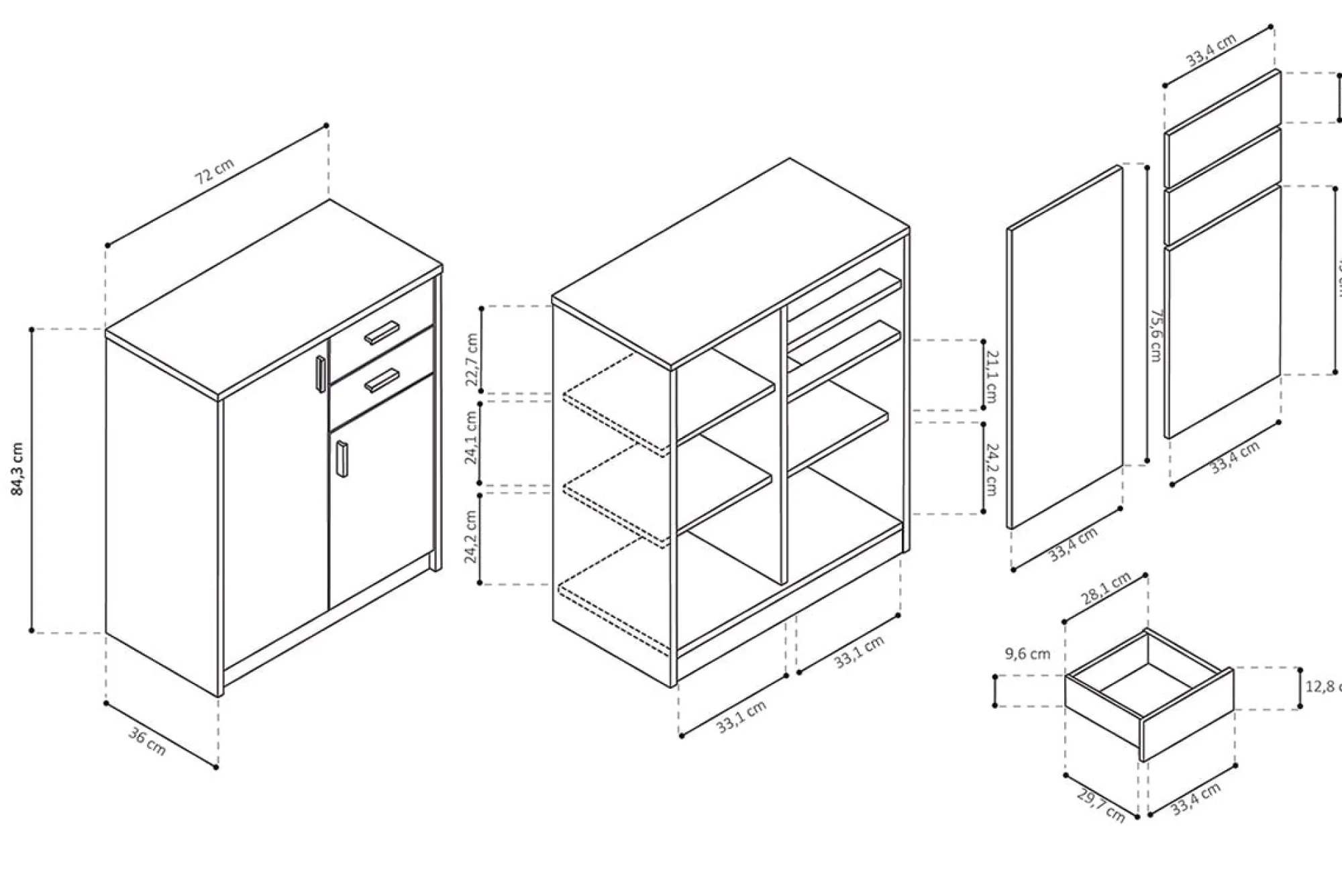 Kantoorkasten^Huisenthuis Lage dichte kast Edwin Sonoma 72x36x84 cm – 1