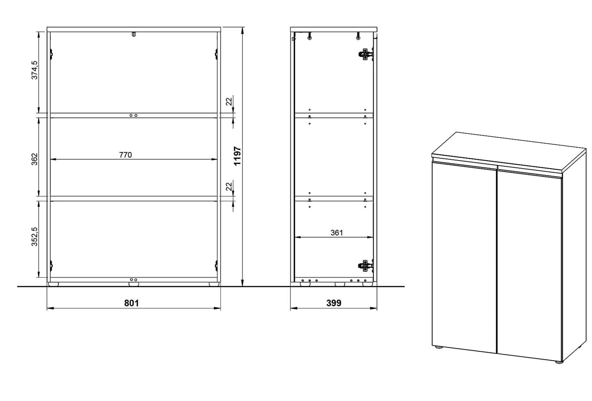 Kantoorkasten^Huisenthuis Lage kantoorkast Chicago 120 cm Grafiet