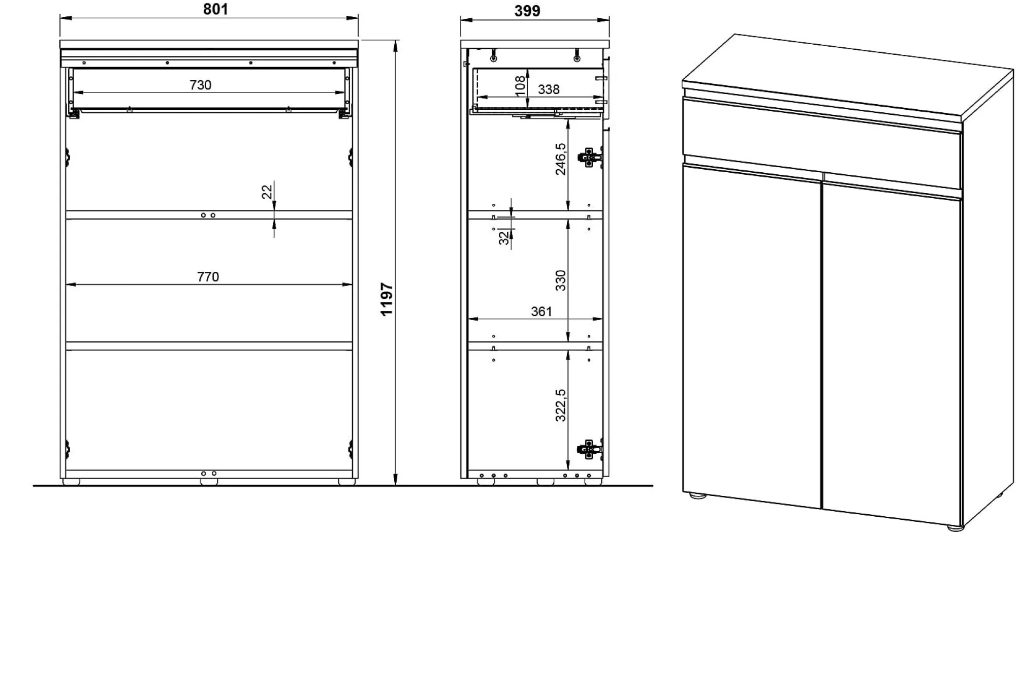 Kantoorkasten|Opbergkasten^Huisenthuis Lage opbergkast Chicago 120 cm Kasjmier