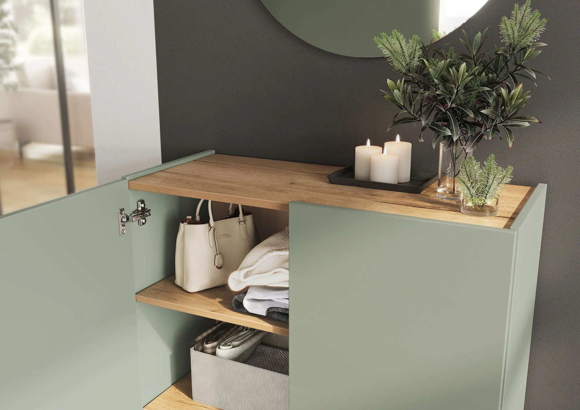 Schoenenkasten|Kantoorkasten^Huisenthuis Opbergkast Eleonore 74 cm Groen