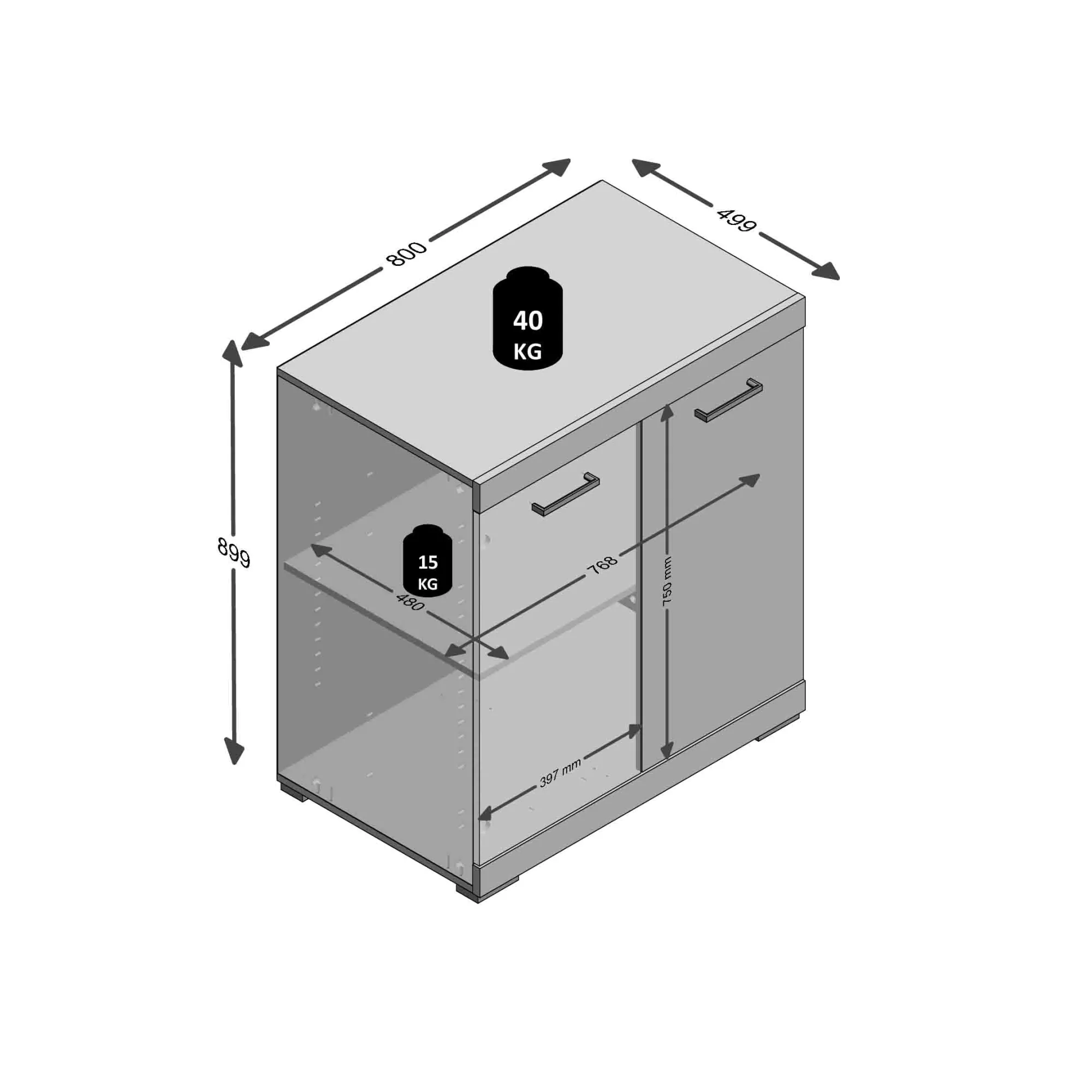 Opbergkasten^Huisenthuis Opbergkast Hermes 80x50x90 cm – 1 Eiken