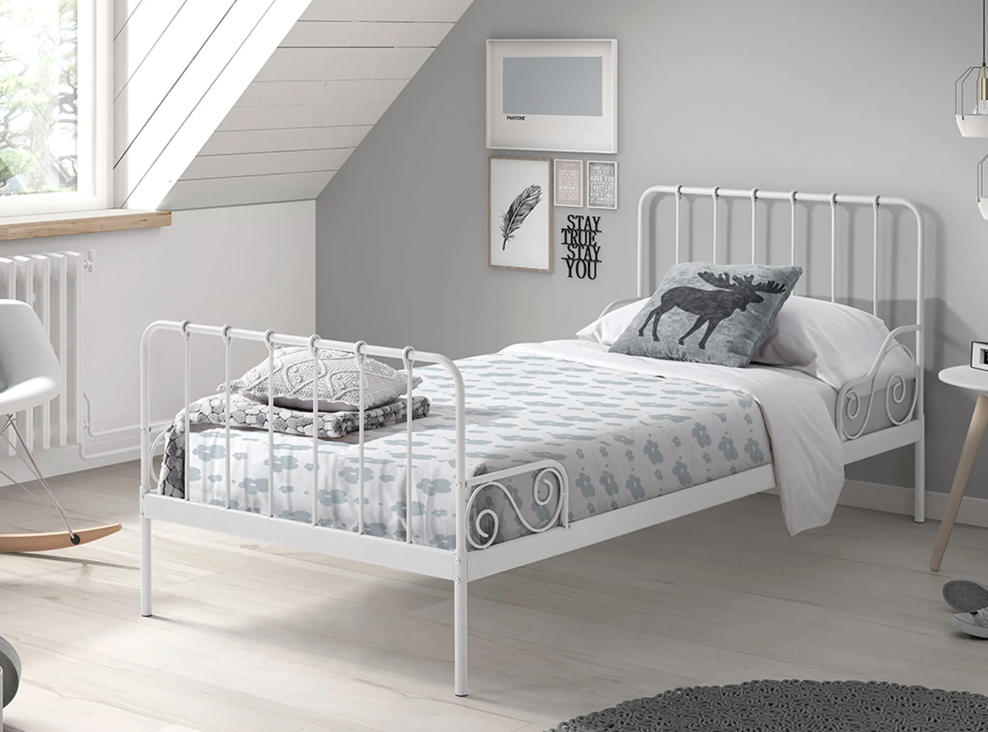 Kinderbedden^Huisenthuis 1-Persoonsbed Mees Wit