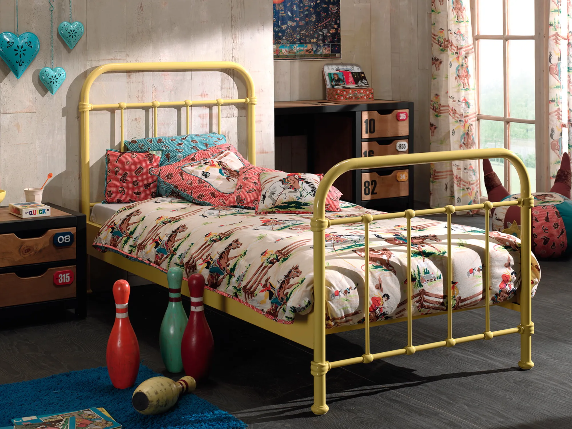 Kinderbedden^Huisenthuis 1-Persoonsbed Sam-1G Geel