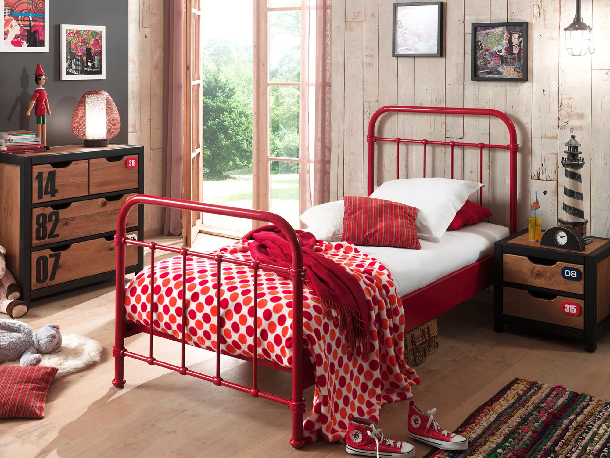 Kinderbedden^Huisenthuis 1-Persoonsbed Sam-1R Rood