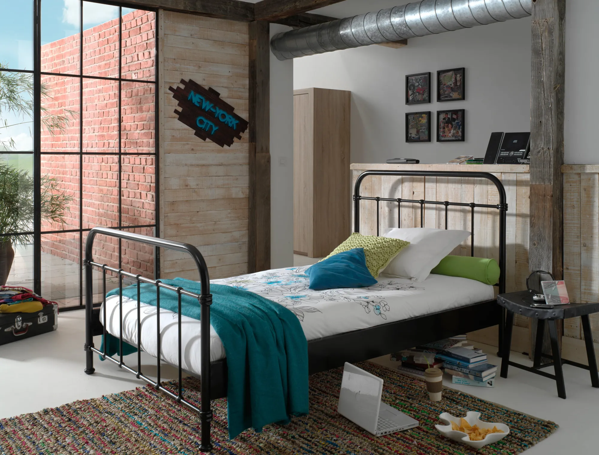 Kinderbedden^Huisenthuis 2-Persoonsbed Sam-2Z Zwart