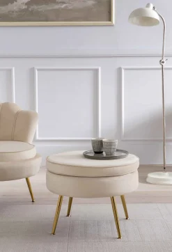Poefen^Huisenthuis Poef Chanelle Velvet 52 cm Beige