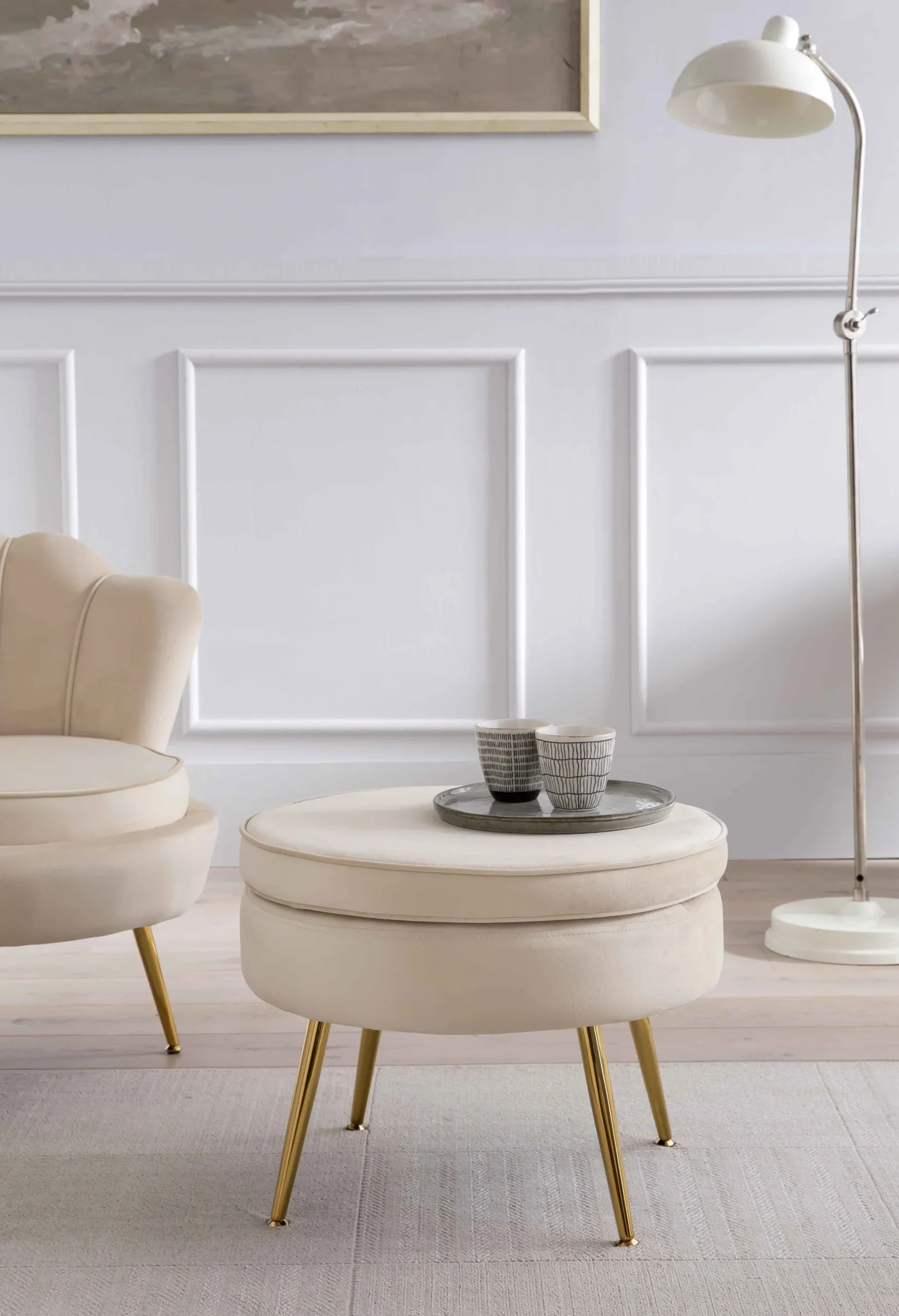 Poefen^Huisenthuis Poef Chanelle Velvet 52 cm Beige