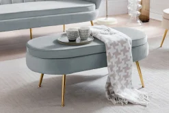 Poefen^Huisenthuis Poef Chanelle Velvet 99 cm Lichtgrijs