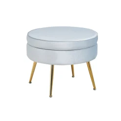 Poefen^Huisenthuis Poef Chanelle Velvet 52 cm Lichtgrijs