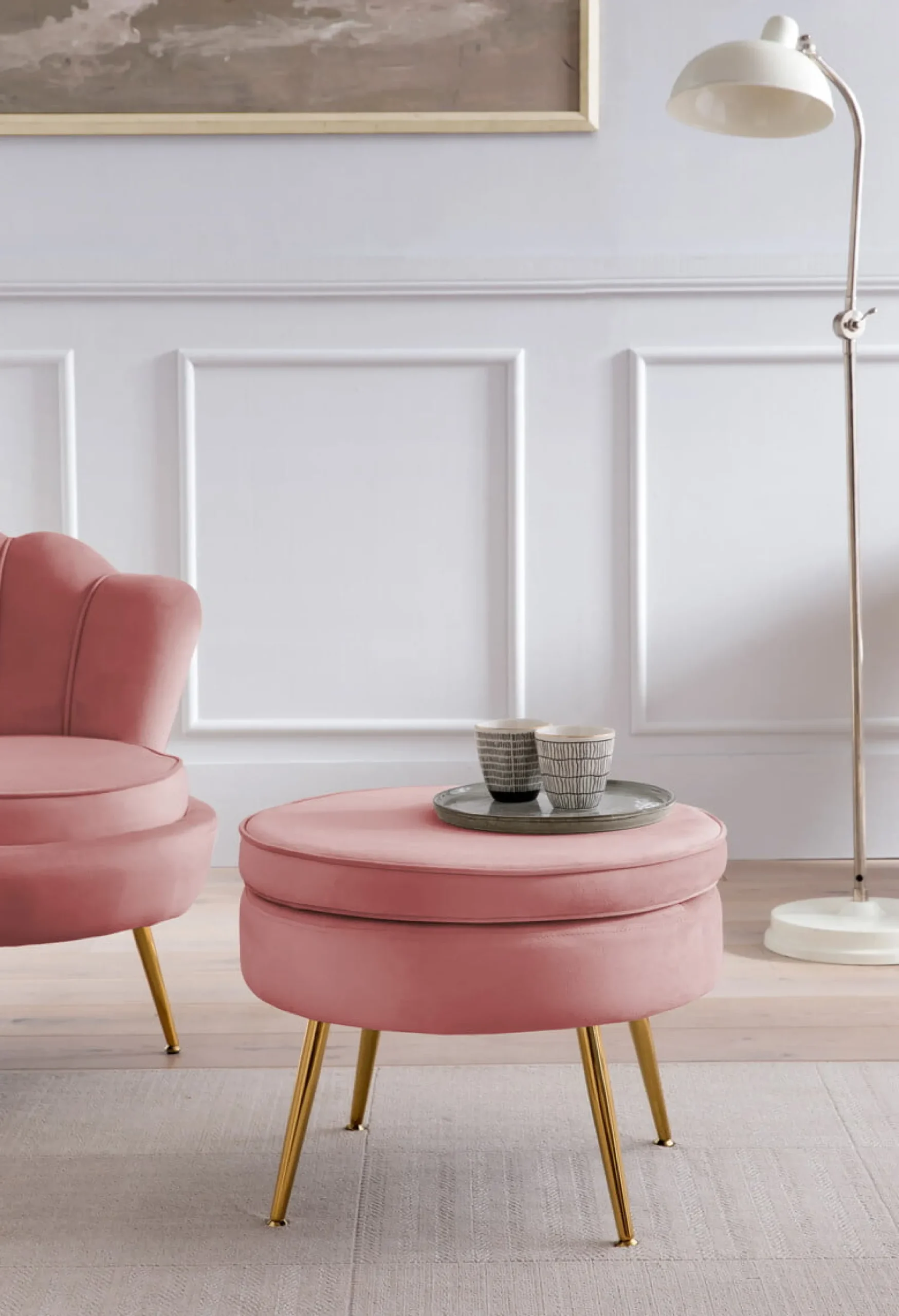 Poefen^Huisenthuis Poef Chanelle Velvet 52 cm Roze