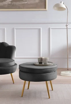 Poefen^Huisenthuis Poef Chanelle Velvet 52 cm Zwart