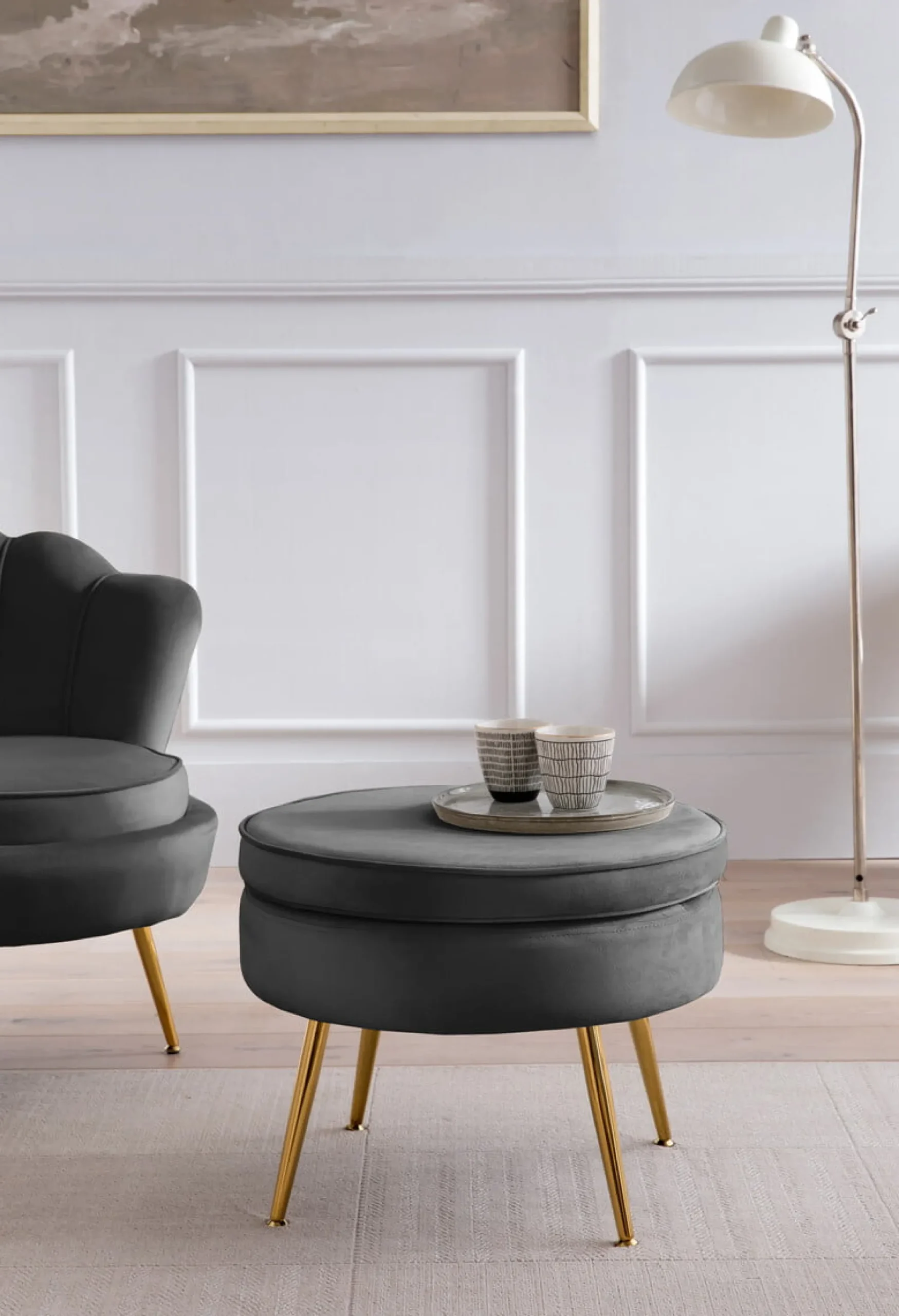 Poefen^Huisenthuis Poef Chanelle Velvet 52 cm Zwart