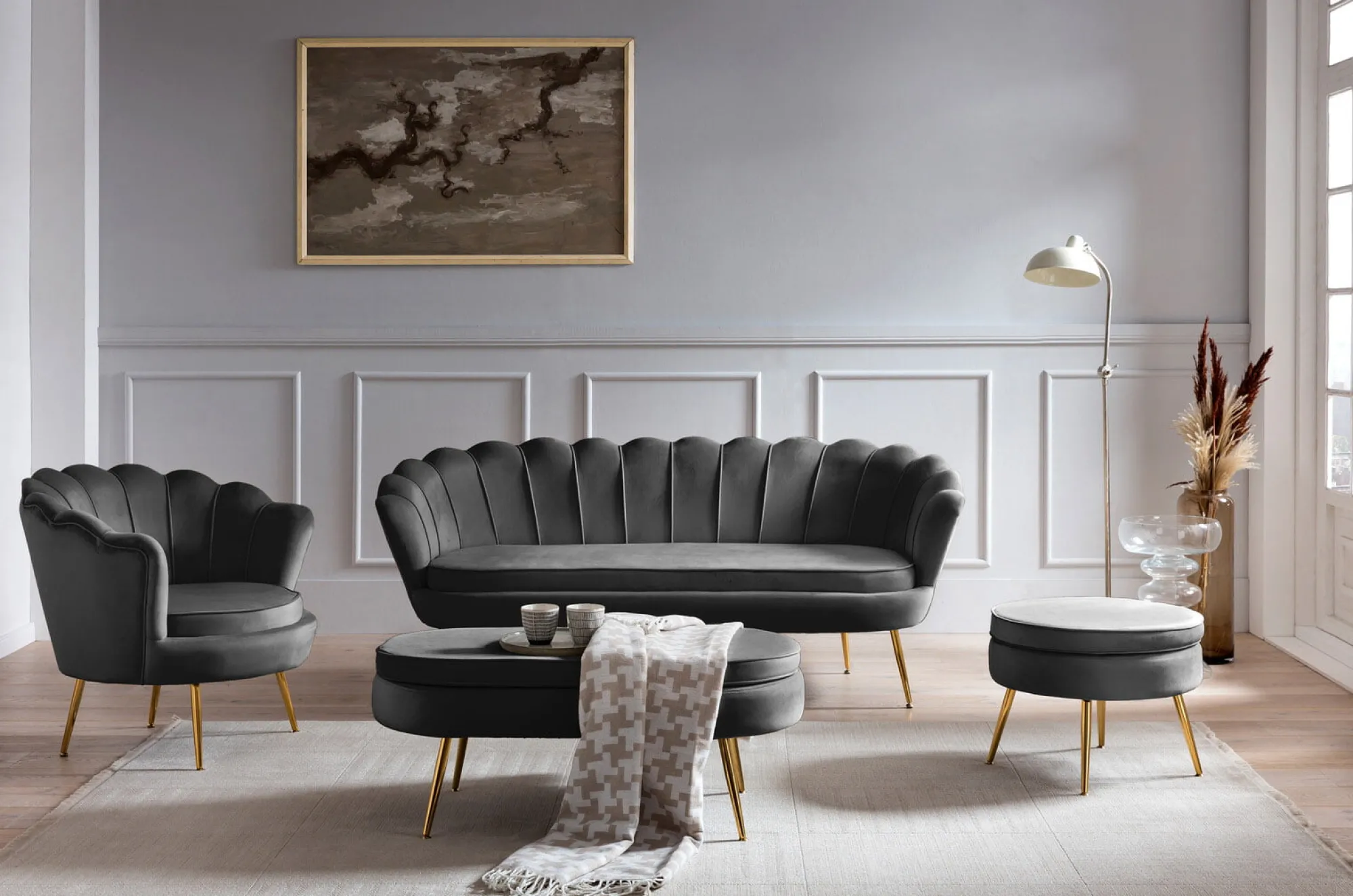Poefen^Huisenthuis Poef Chanelle Velvet 52 cm Zwart