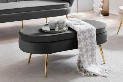 Poefen^Huisenthuis Poef Chanelle Velvet 99 cm Zwart