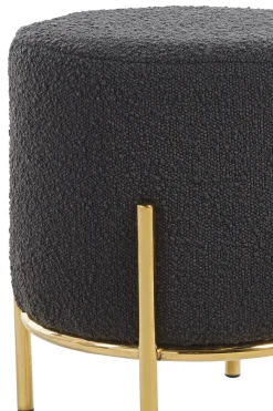 Poefen^Huisenthuis Poef Mia -Goud Bouclé Antraciet