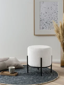 Poefen^Huisenthuis Poef Mia -Zwart Stof Beige