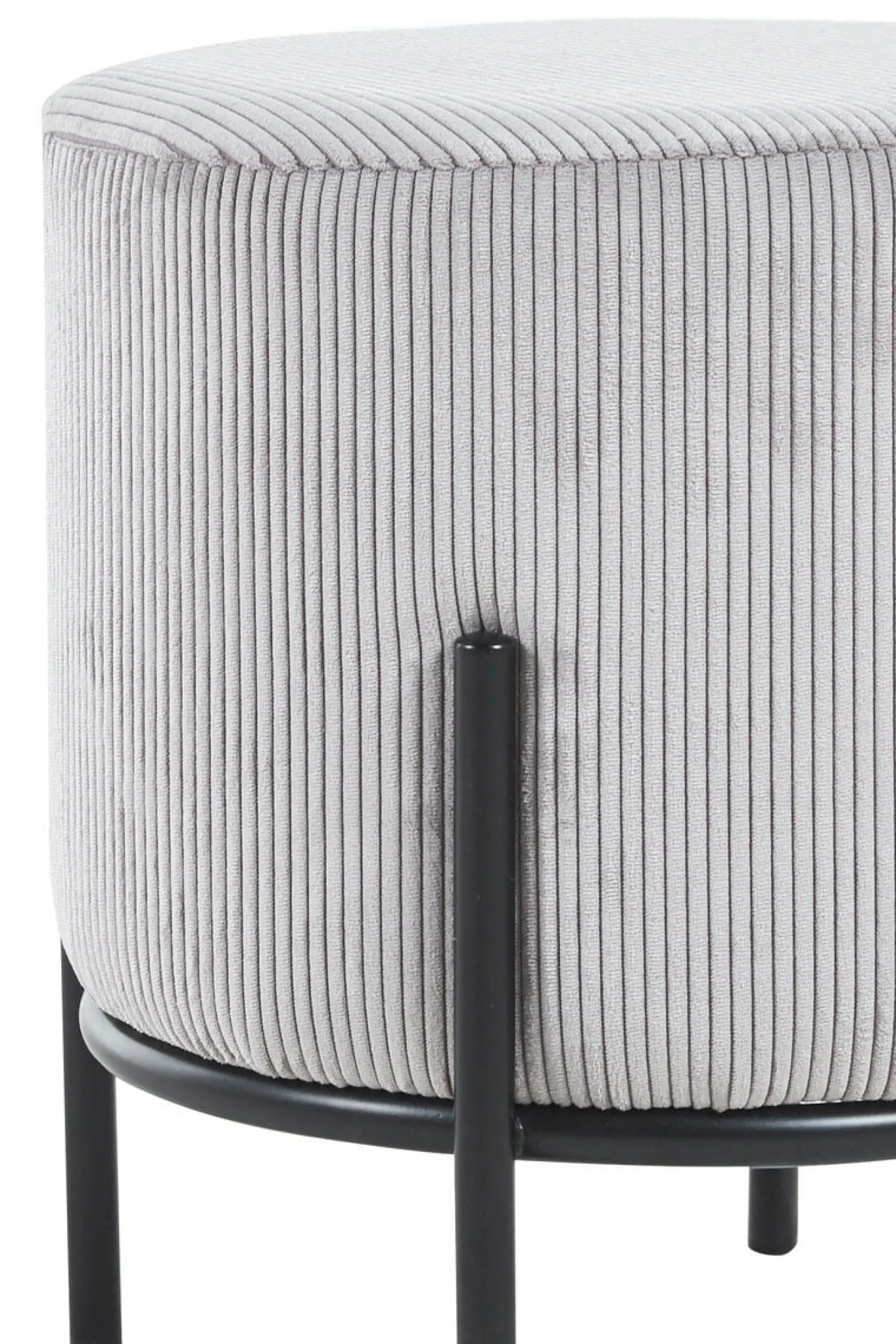 Poefen^Huisenthuis Poef Mia -Zwart Stof Lichtgrijs