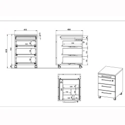 Ladeblokken^Huisenthuis Rolcontainer Ergonoma Eiken Antraciet, Eiken