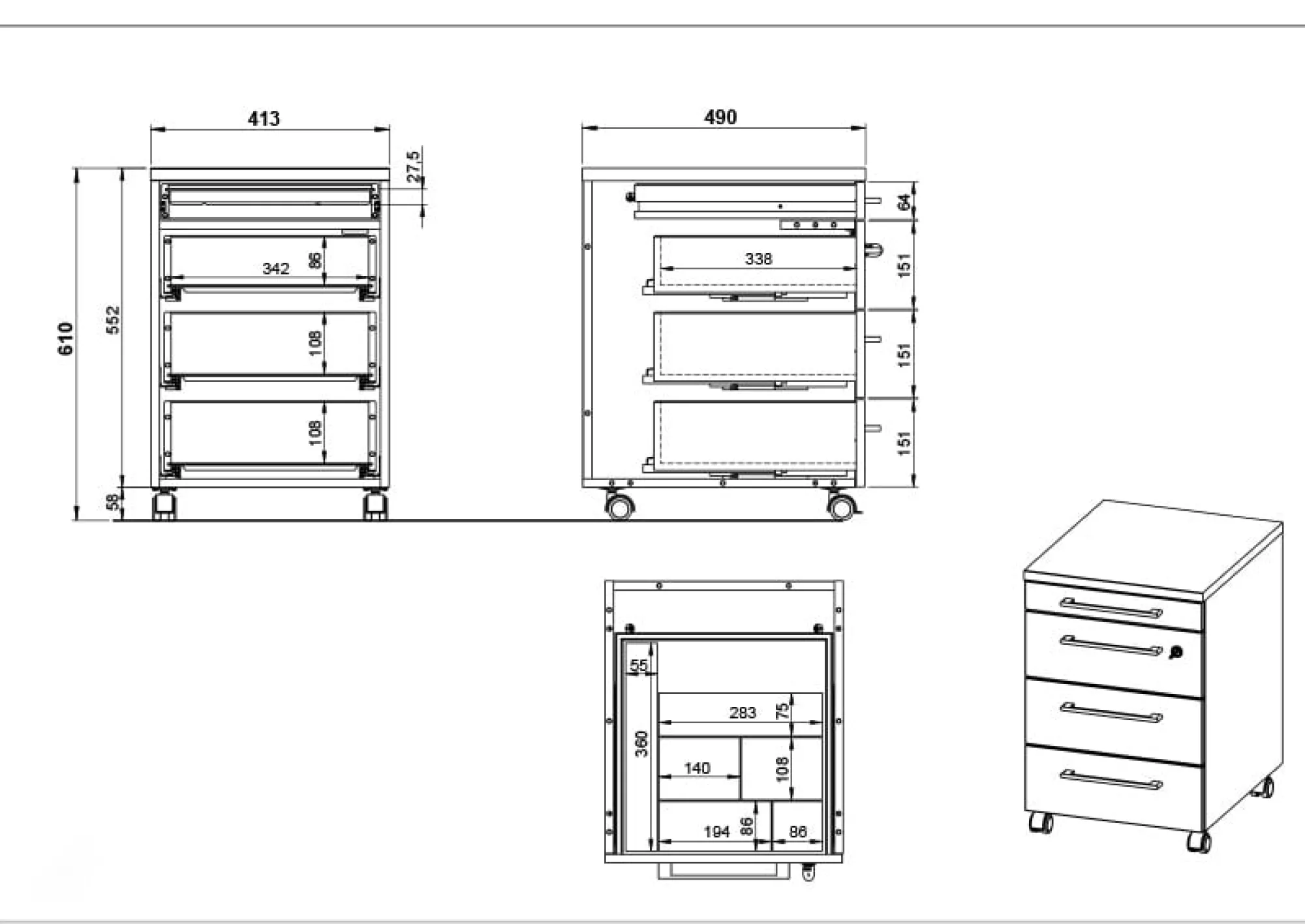 Ladeblokken^Huisenthuis Rolcontainer Ergonoma Licht Grijs
