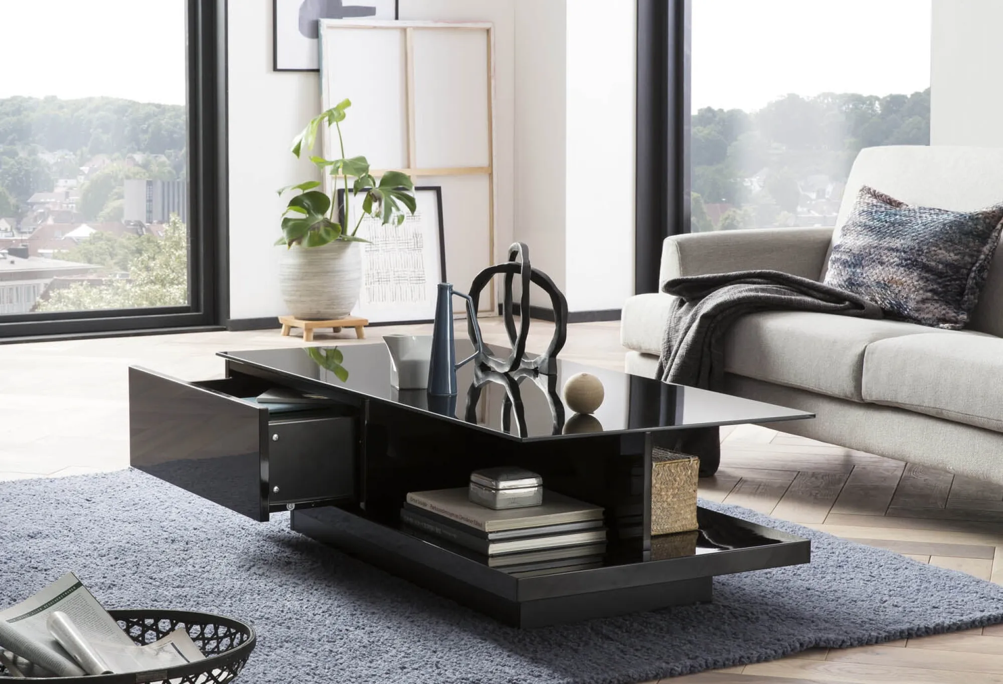 Salontafels^Huisenthuis Salontafel Caminha Hoogglans Zwart