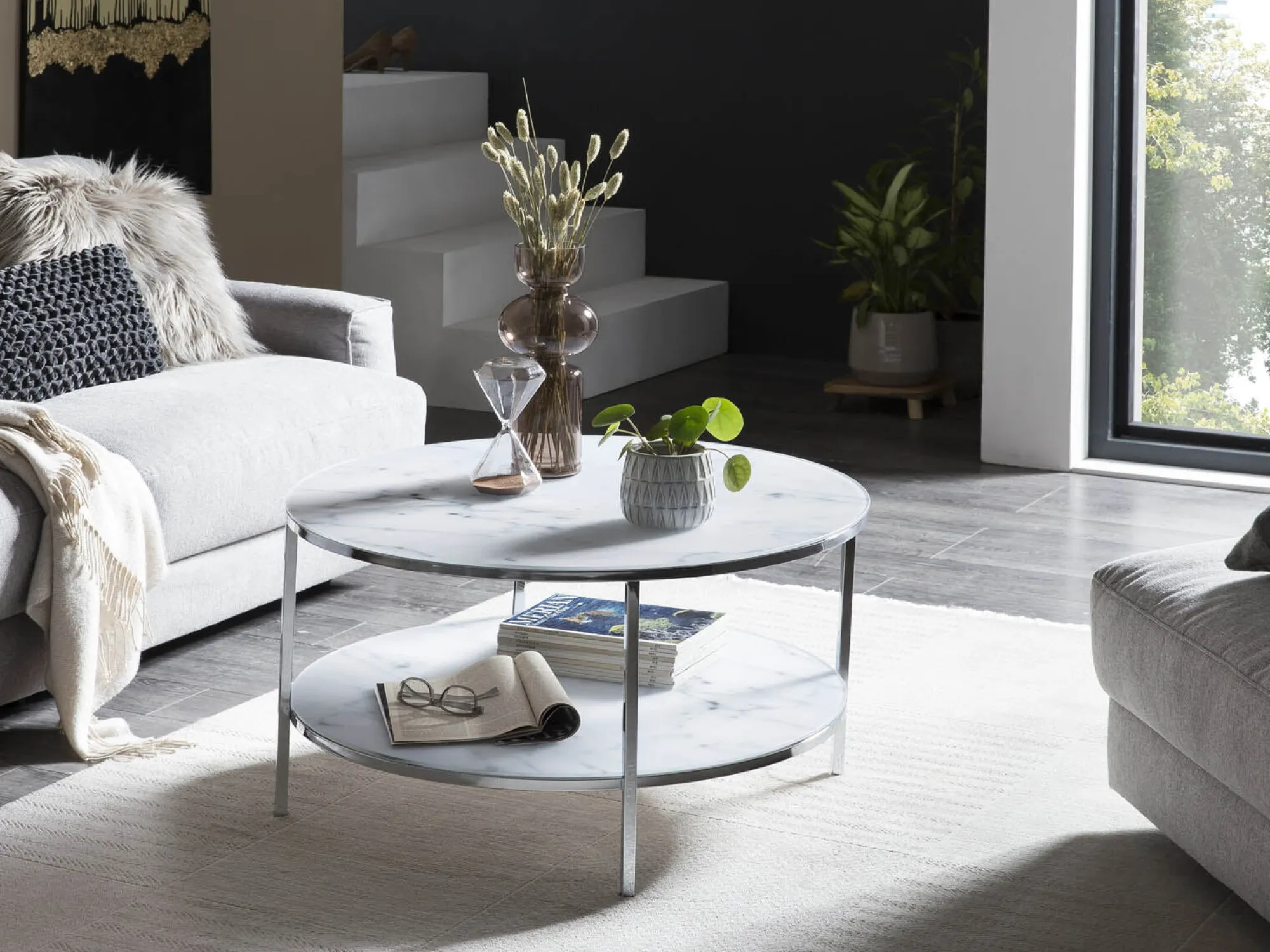Salontafels^Huisenthuis Salontafel Emine Wit-Chroom Wit/Chroom
