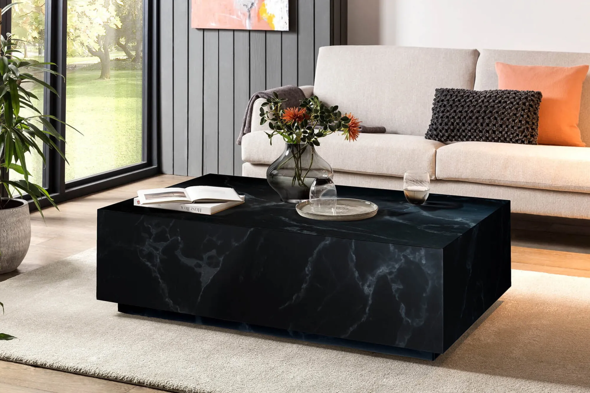 Salontafels^Huisenthuis Salontafel Esma 120x75x35cm Zwart