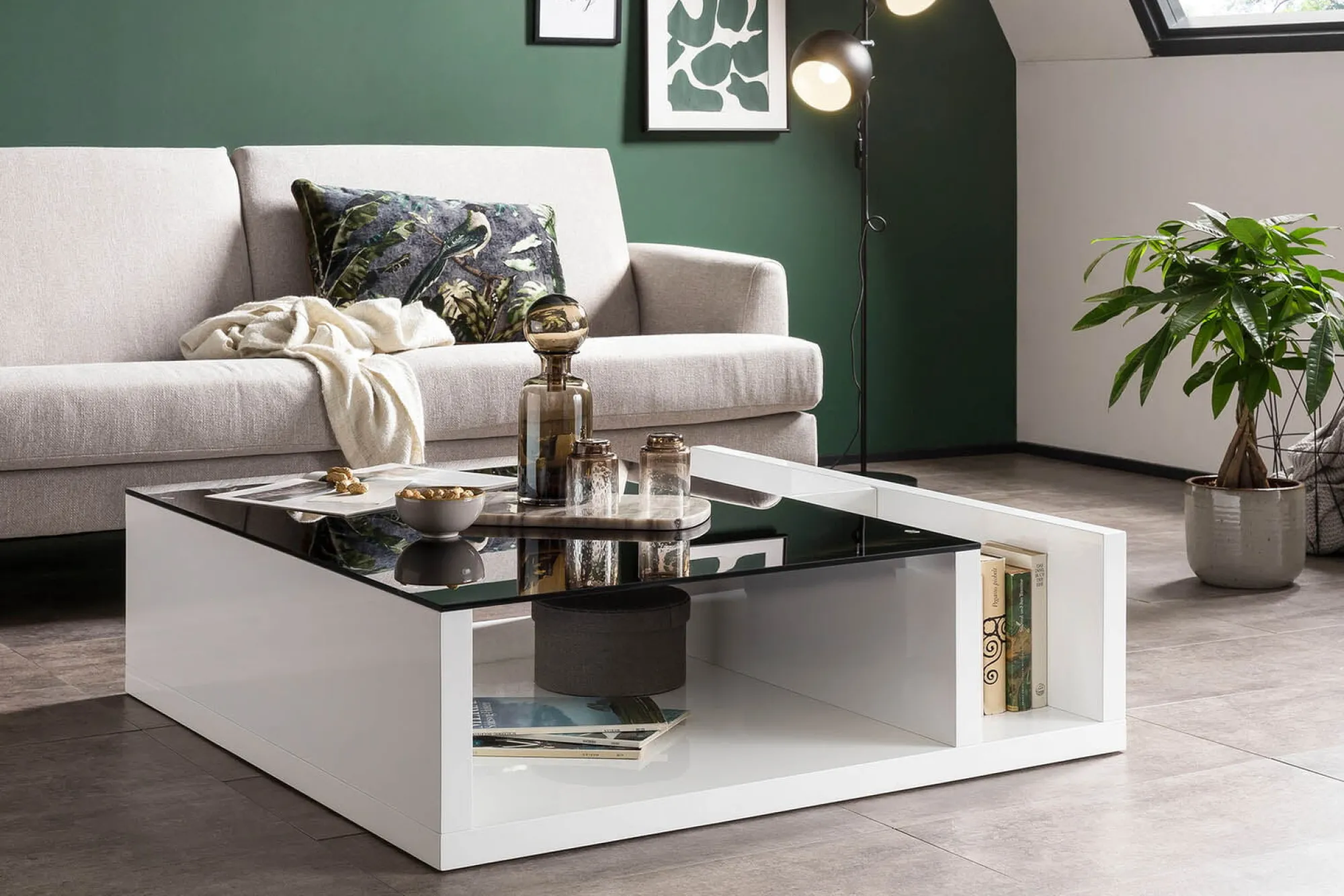 Salontafels^Huisenthuis Salontafel Gemma Zwart-Wit
