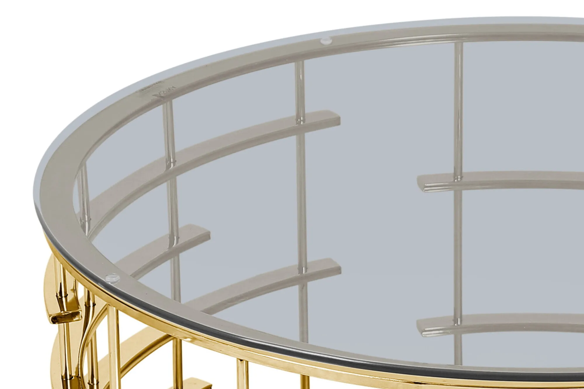 Salontafels^Huisenthuis Salontafel Kenzi – Grijs Glas Goud