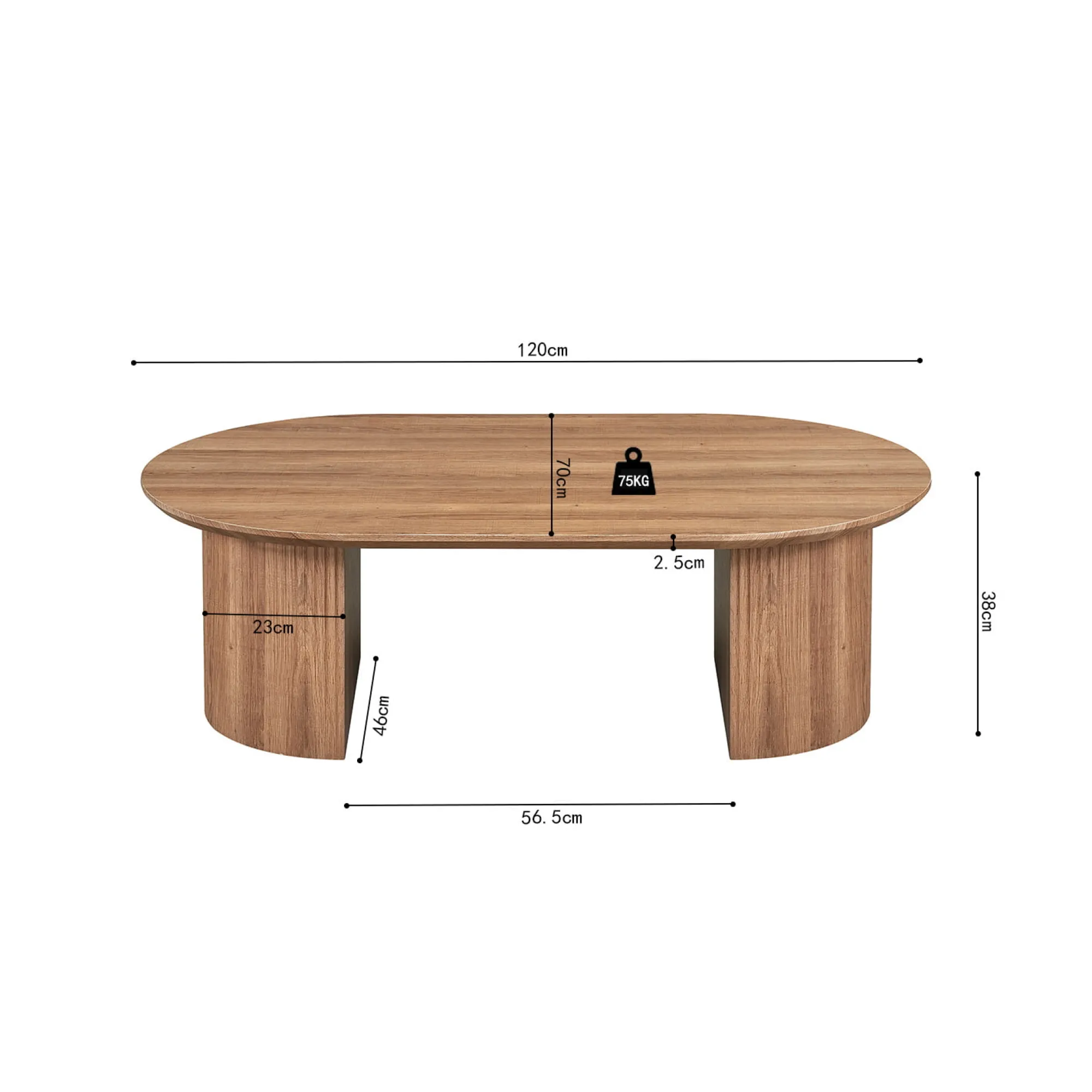 Salontafels^Huisenthuis Salontafel Odile 120cm Oudeiken
