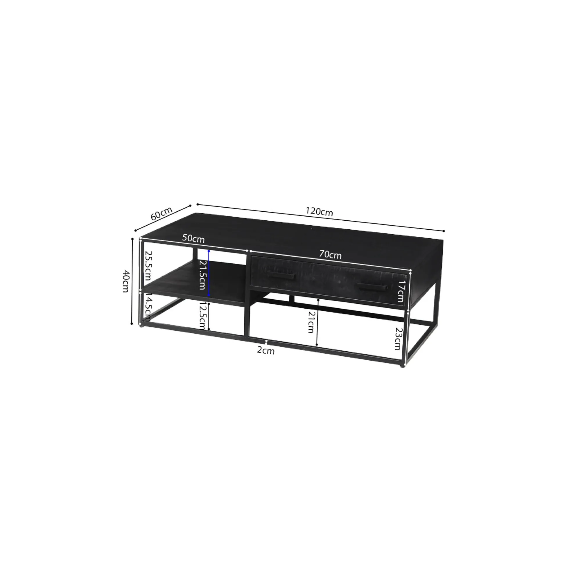 Salontafels^Huisenthuis Salontafel Otis Zwart 120 cm