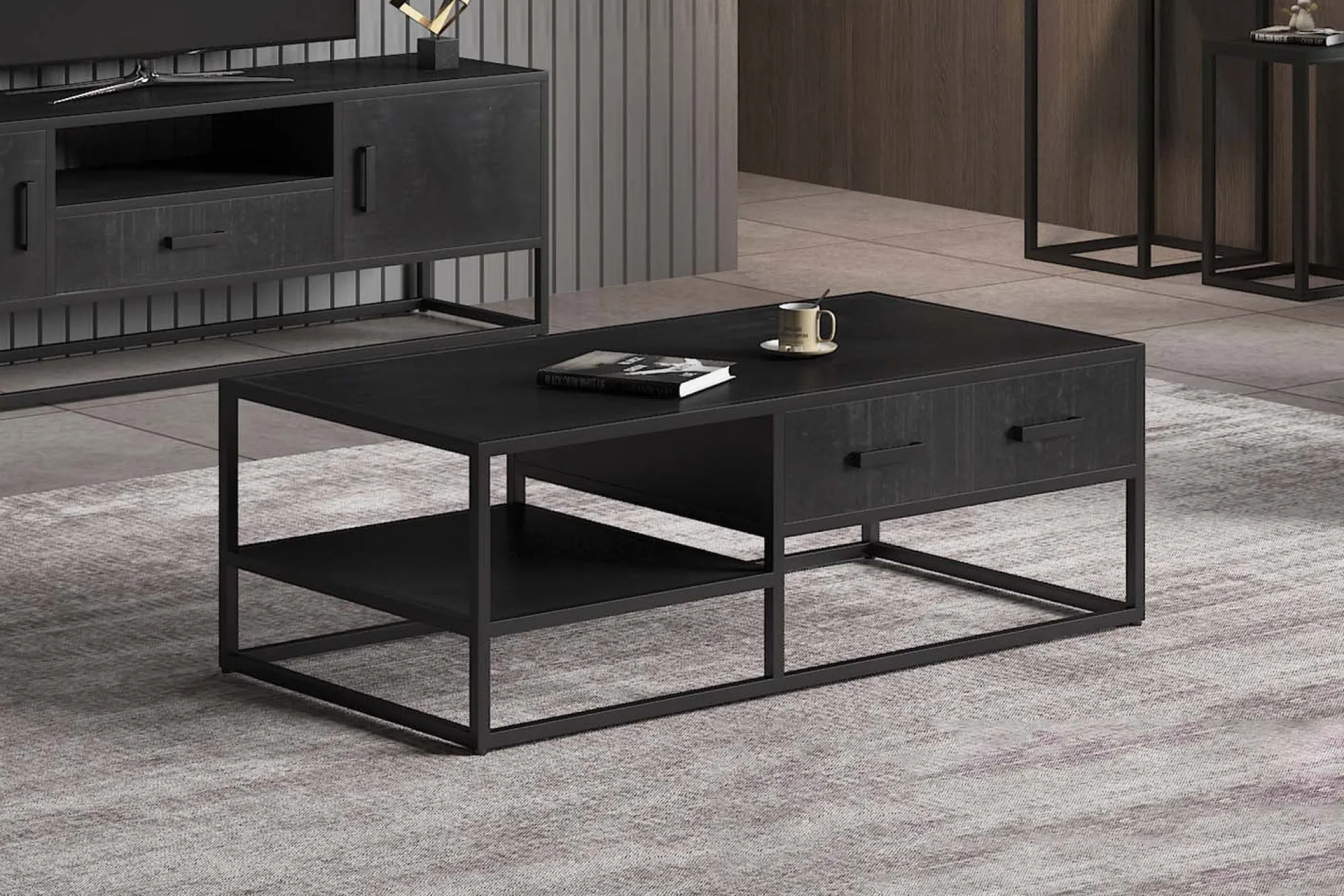Salontafels^Huisenthuis Salontafel Otis Zwart 120 cm