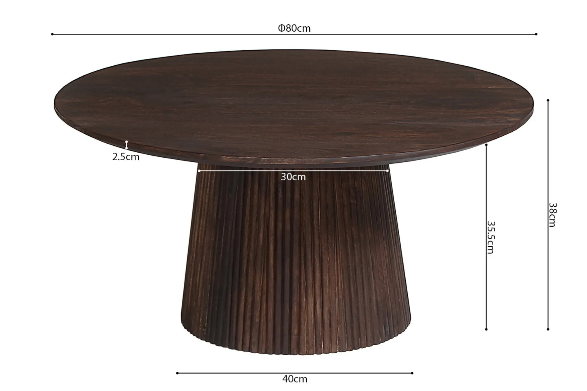 Salontafels^Huisenthuis Salontafel River Rond 80 cm Donkerbruin