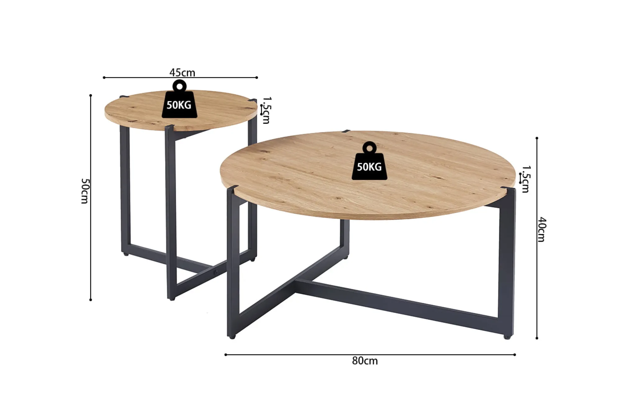 Salontafels^Huisenthuis Salontafel set Axelle Eiken