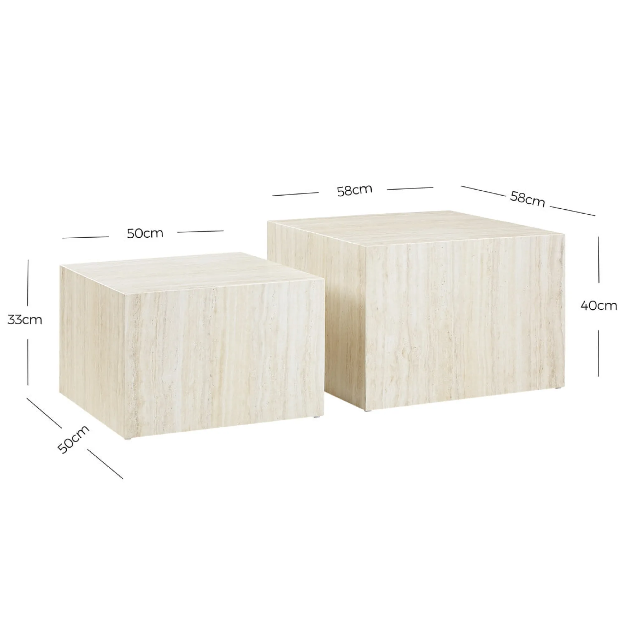 Bijzettafels^Huisenthuis Salontafel set Jip Travertine Beige