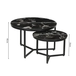Salontafels^Huisenthuis Salontafel set Meyra Zwart Marmer