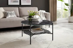 Salontafels^Huisenthuis Salontafel Wolga Zwart 84 cm