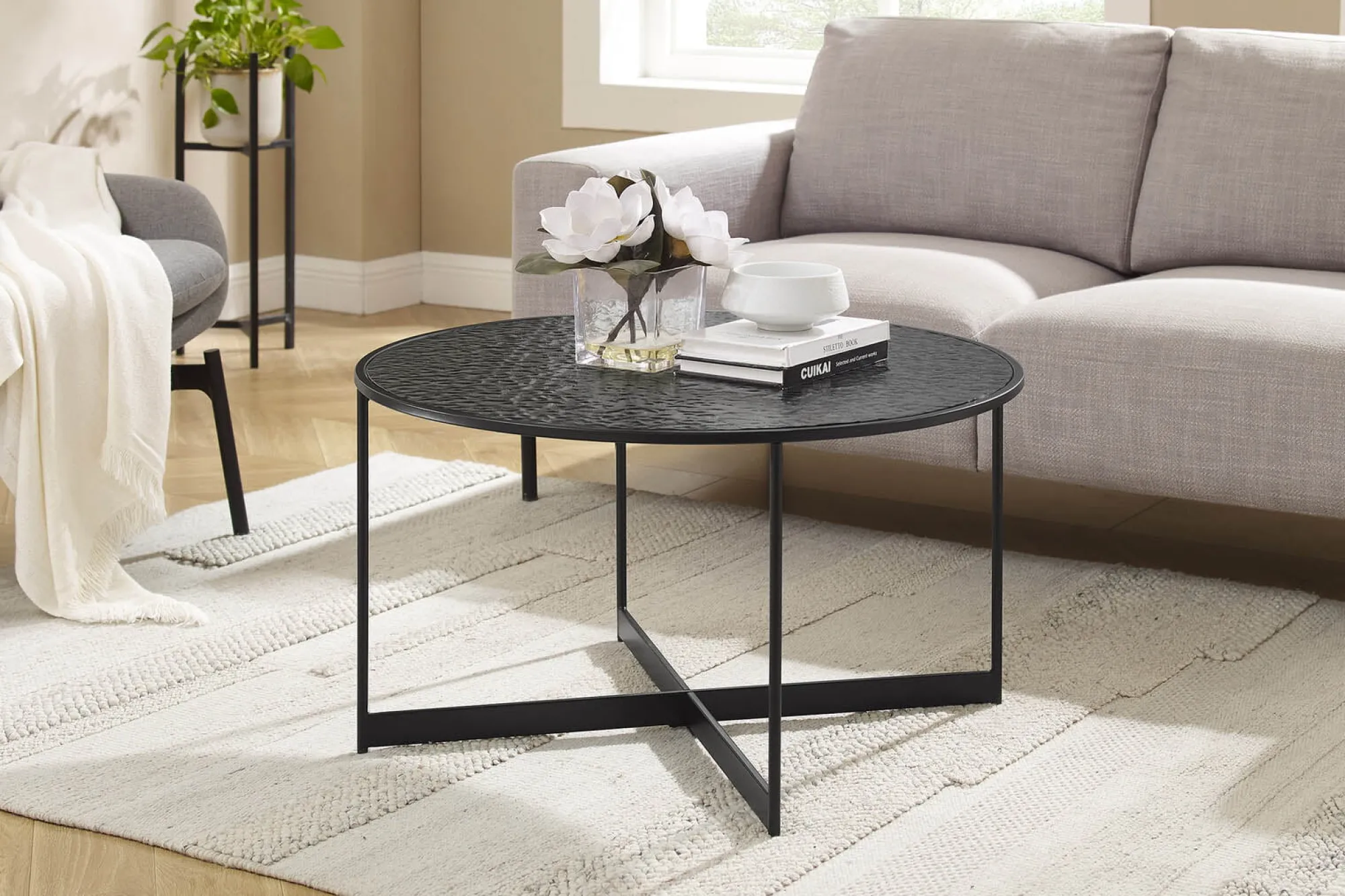 Salontafels^Huisenthuis Salontafel Wolga Zwart 80 cm-1